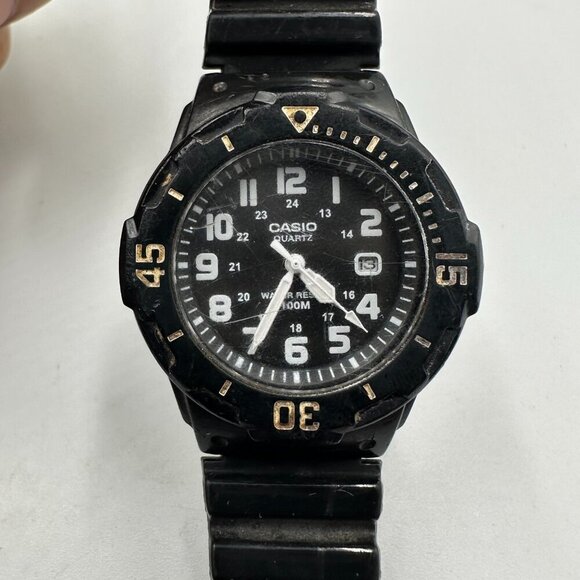 3/$30 Casio Watch Men All Black Date Window 32MM Round Dial LRW-200 New Battery - Picture 1 of 13